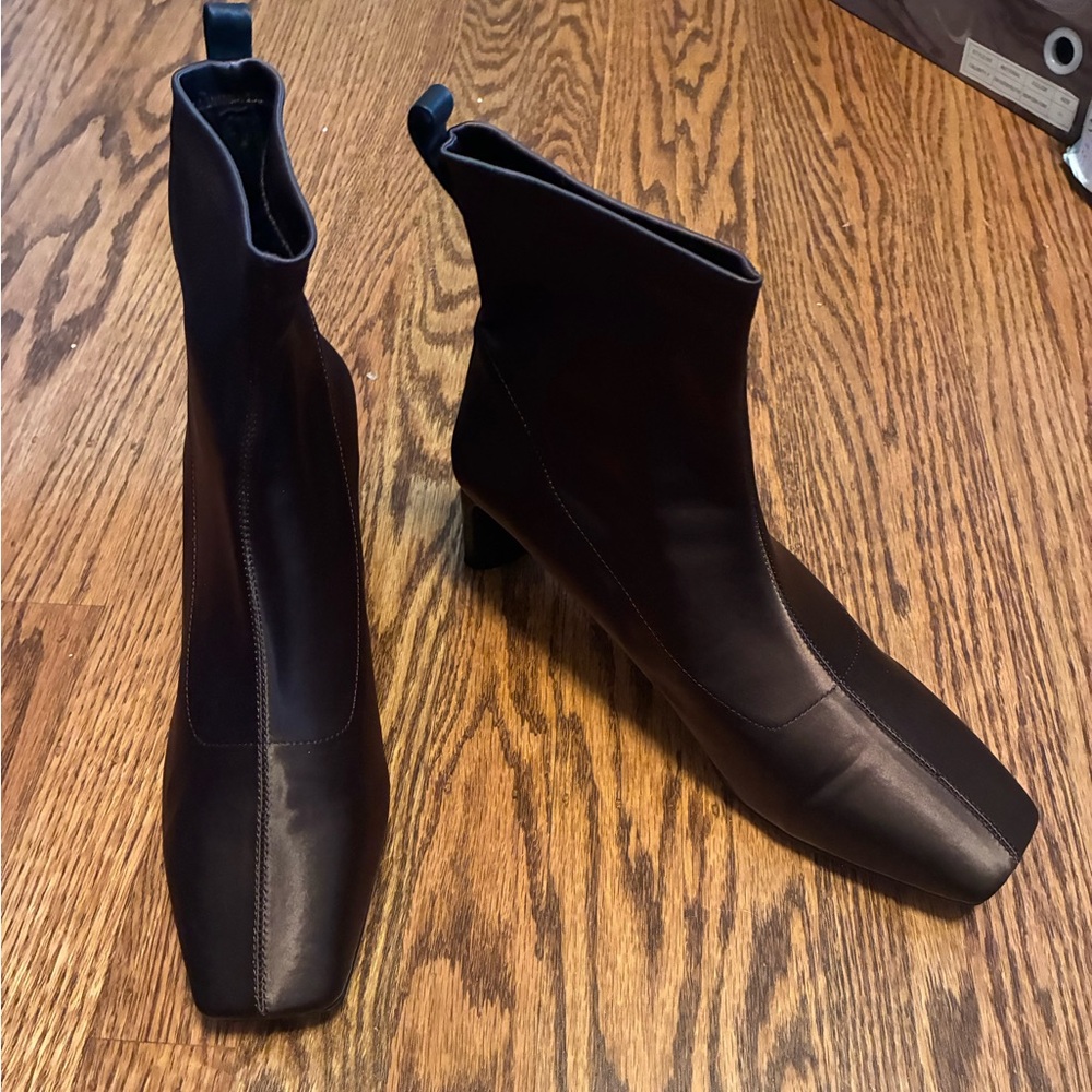 Shoe the Bear Brown Satin Ankle Boots